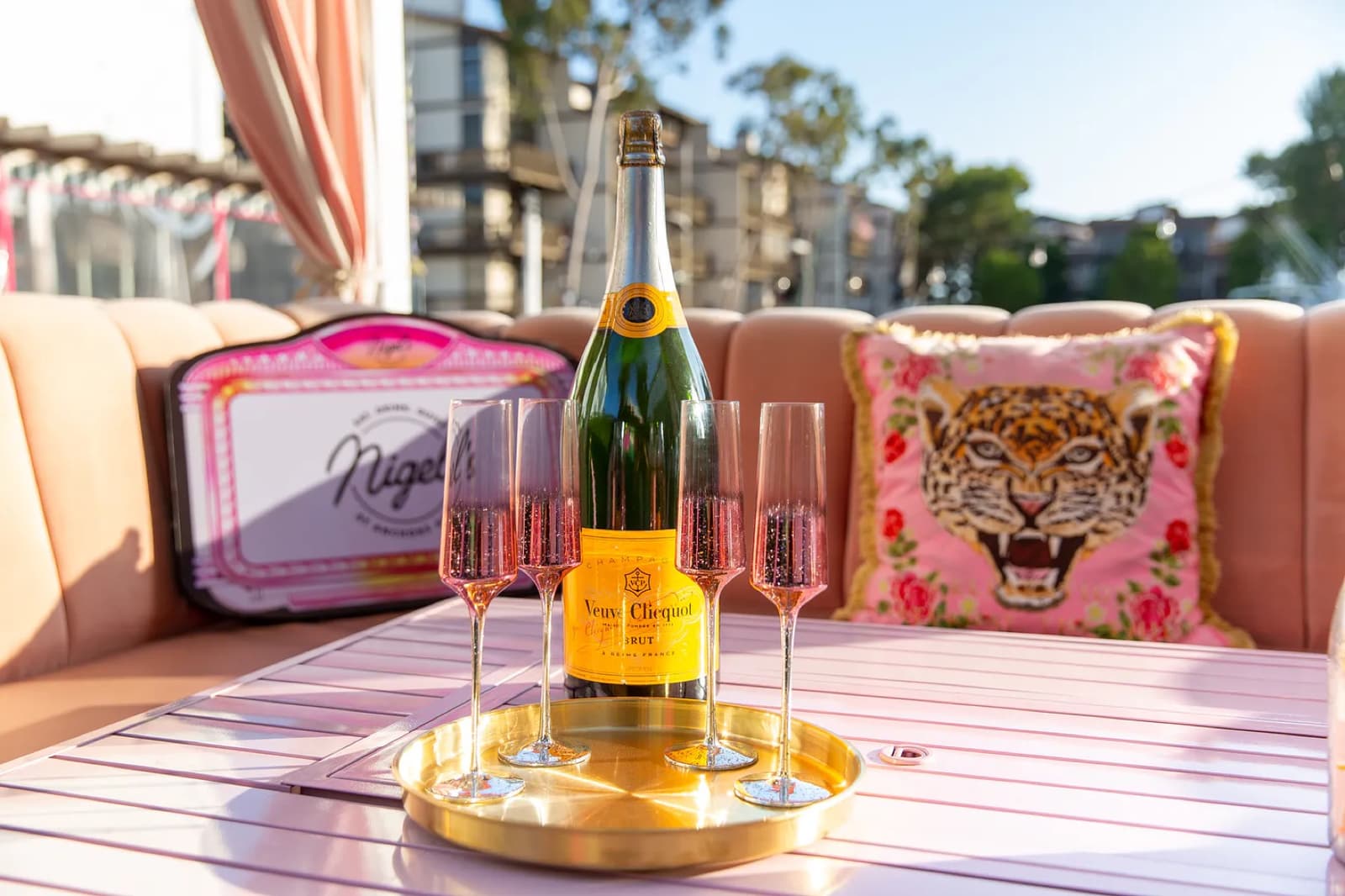Veuve Clicquot on the bay, golden hour perfection
