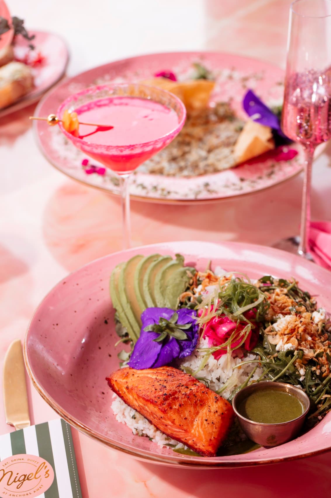 A vibrant brunch dish plated at Nigel's